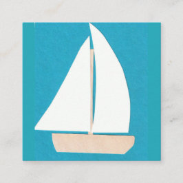 Cuadrada Tarjeta de visita de la turquesa con el velero