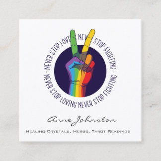 Cuadrada Tarjeta de visita de mano Rainbow Peace