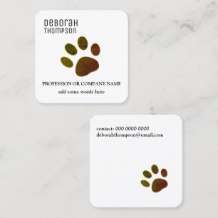 Cuadrada tarjeta de visita de mascota Dog Paw