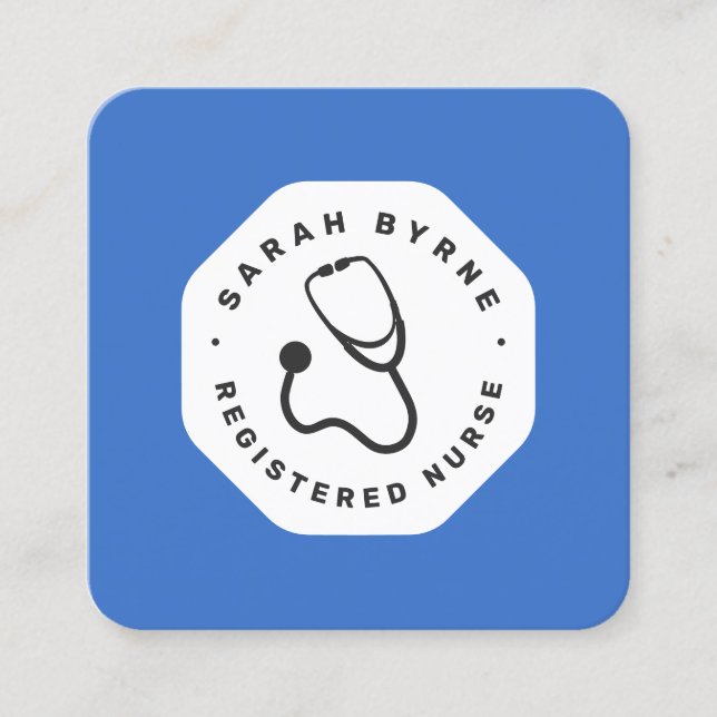 Cuadrada Tarjeta de visita de médica o enfermera Stethoscop (Anverso)