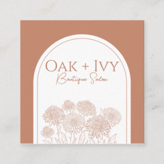 Cuadrada tarjeta de visita de naranja boho quemado