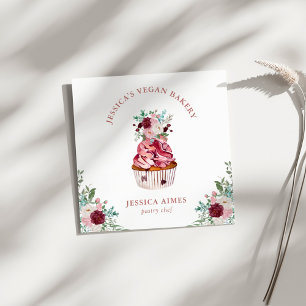 Cuadrada Tarjeta de visita de negocio de pastel floral de r