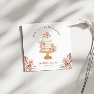 Cuadrada Tarjeta de visita de negocio de pastel floral de r