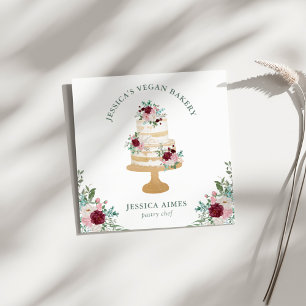 Cuadrada Tarjeta de visita de negocio de pastel floral de r