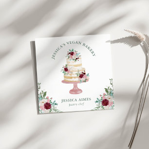 Cuadrada Tarjeta de visita de negocio de pastel floral de r