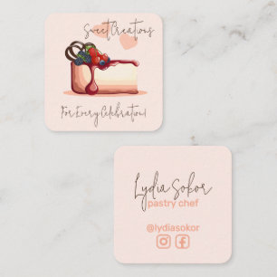 Cuadrada Tarjeta de visita de pastelero personalizada