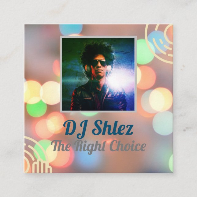 Cuadrada tarjeta de visita de personalizar DJ  (Anverso)