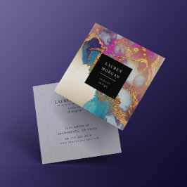 Cuadrada Tarjeta de visita de Relieve metalizado acuarela r