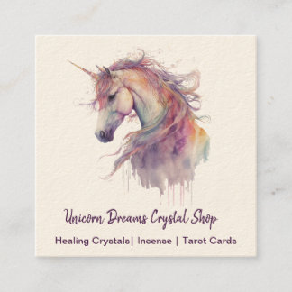 Cuadrada Tarjeta de visita de unicornio Watercolor Dris Squ