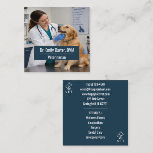 Cuadrada Tarjeta de visita de veterinario personalizable mo