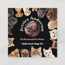 Cuadrada Tarjeta de visita del Mascota negro en el sitio co
