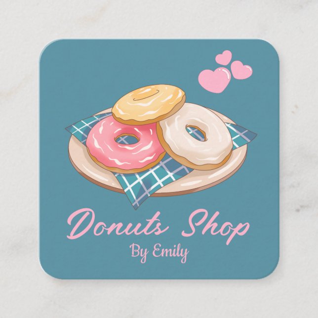 Cuadrada Tarjeta de visita Donuts Bakery Square (Anverso)