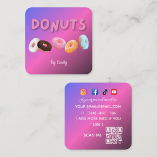 Cuadrada Tarjeta de visita Donuts Bakery Square
