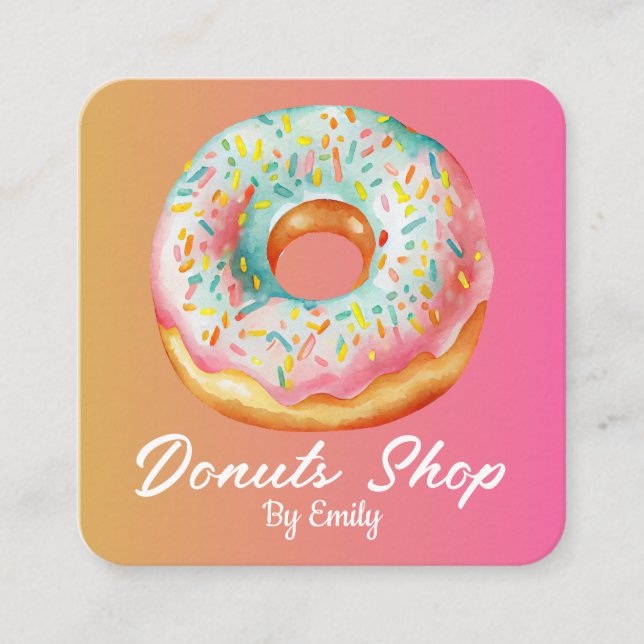 Cuadrada Tarjeta de visita Donuts Bakery Square (Anverso)