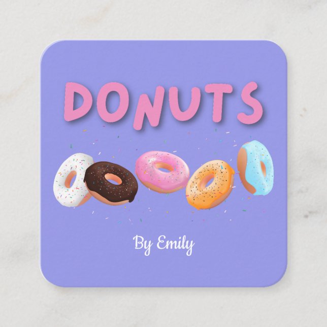 Cuadrada Tarjeta de visita Donuts Bakery Square (Anverso)
