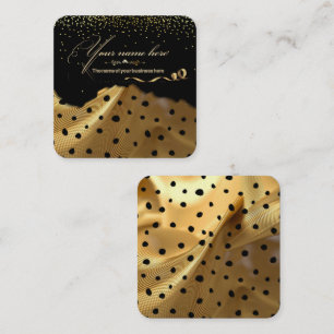 Cuadrada Tarjeta de visita  elegante negro con dorado pers 