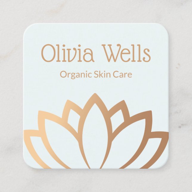 Cuadrada Tarjeta de visita Esthetician Gold Lotus Flower Sq (Anverso)
