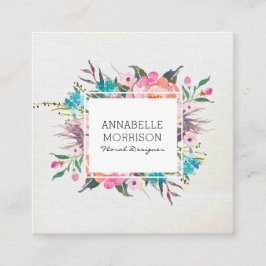 Cuadrada Tarjeta de visita floral de la acuarela del marco