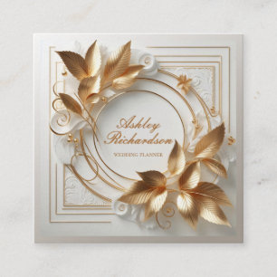 Cuadrada Tarjeta de visita floral de oro elegante