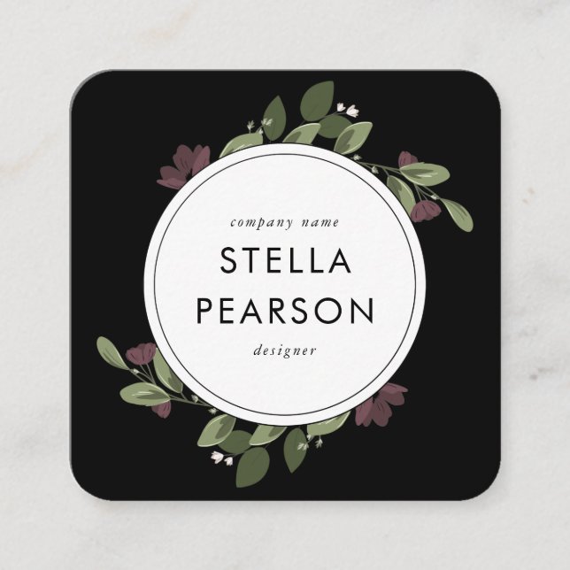 Cuadrada Tarjeta de visita floral moderna (Anverso)