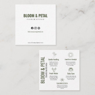 Cuadrada Tarjeta de visita floral verde Bloom & Petal
