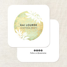 Tarjeta de visita Gold Green Abstract Circle Squar