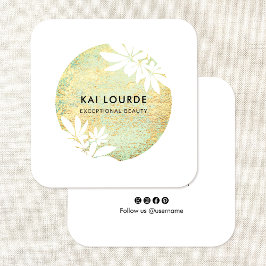 Cuadrada Tarjeta de visita Gold Green Abstract Circle Squar