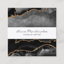 Cuadrada Tarjeta de visita Gold Purpurina Black Agate Squar