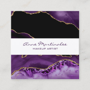 Cuadrada Tarjeta de visita Gold Purpurina Purple Agate Squa