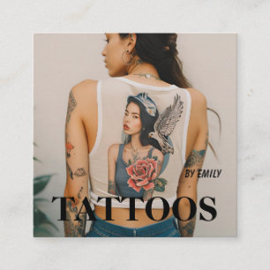 Cuadrada Tarjeta de visita gráfica de artista de tatuajes