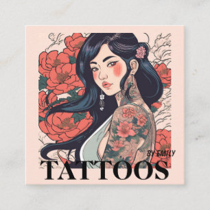 Cuadrada Tarjeta de visita gráfica de artista de tatuajes