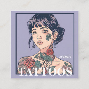 Cuadrada Tarjeta de visita gráfica de artista de tatuajes