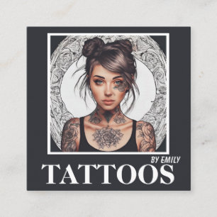 Cuadrada Tarjeta de visita gráfica de artista de tatuajes