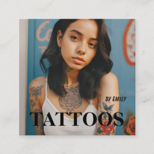Cuadrada Tarjeta de visita gráfica de artista de tatuajes