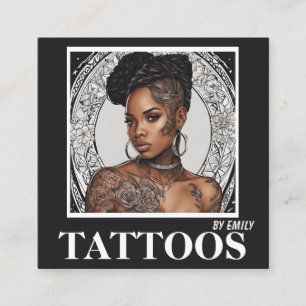 Cuadrada Tarjeta de visita gráfica de artista de tatuajes