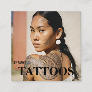 Cuadrada Tarjeta de visita gráfica de artista de tatuajes