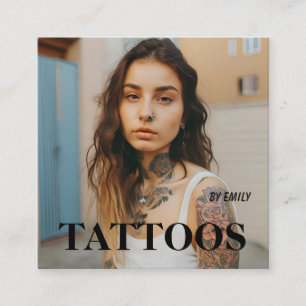 Cuadrada Tarjeta de visita gráfica de artista de tatuajes