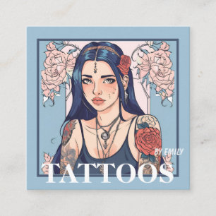 Cuadrada Tarjeta de visita gráfica de artista de tatuajes