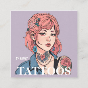 Cuadrada Tarjeta de visita gráfica de artista de tatuajes