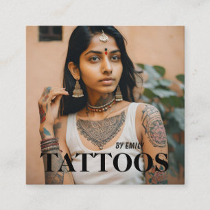 Cuadrada Tarjeta de visita gráfica de artista de tatuajes