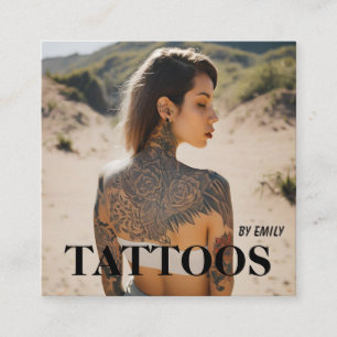 Cuadrada Tarjeta de visita gráfica de artista de tatuajes