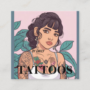 Cuadrada Tarjeta de visita gráfica de artista de tatuajes