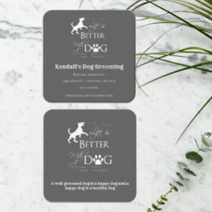 Cuadrada Tarjeta de visita Gray Funny Cita Perro Grooming S