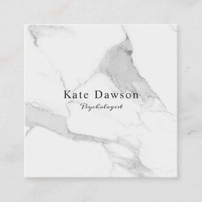 Cuadrada Tarjeta de visita Grey White Marble Business Card (Anverso)