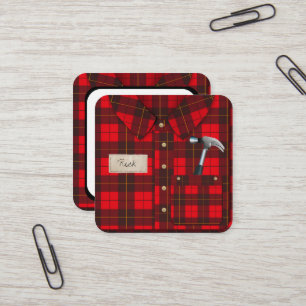 Cuadrada tarjeta de visita manual de la camisa de gingham r