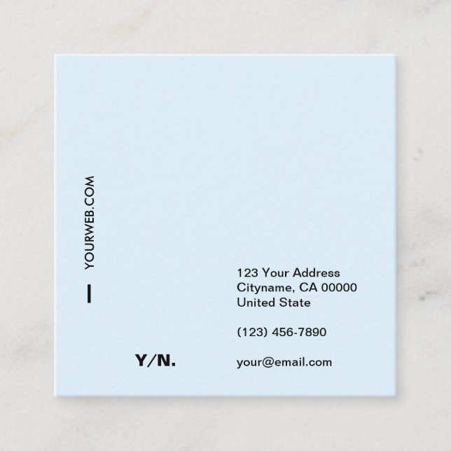 Cuadrada Tarjeta de visita mínima moderna del cuadrado de (Anverso)