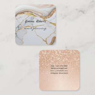 Cuadrada Tarjeta de visita moderna con brillo rosa y blanco