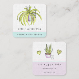Cuadrada Tarjeta de visita para gatos y plantas Sitter Squa