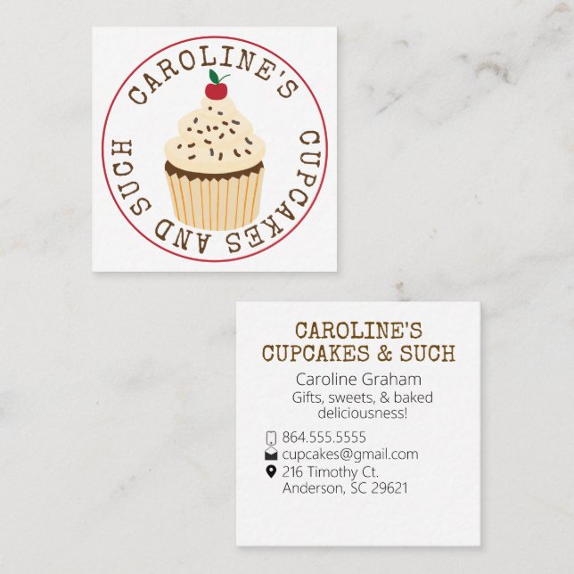 Cuadrada Tarjeta de visita para panadería personalizado 2 (Anverso / Reverso)