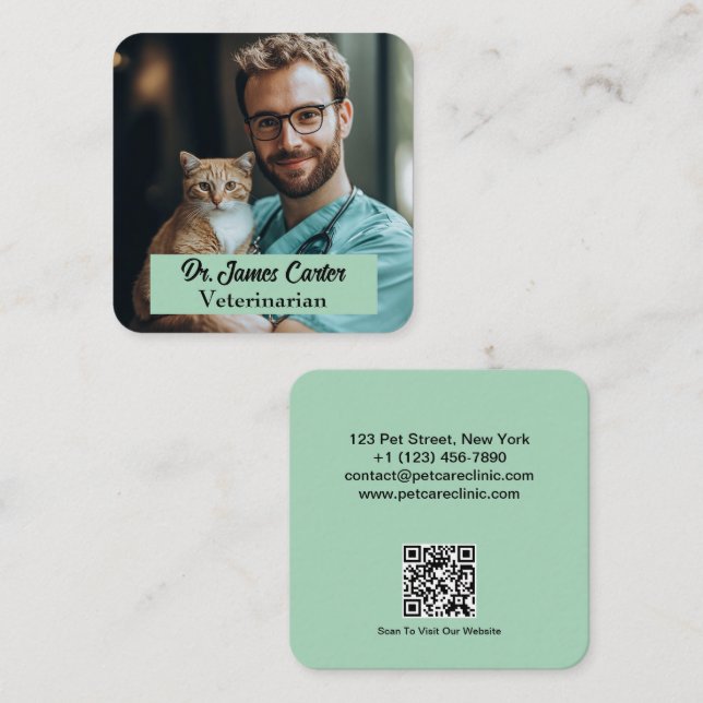 Cuadrada Tarjeta de visita para veteranos de personalizable (Anverso / Reverso)
